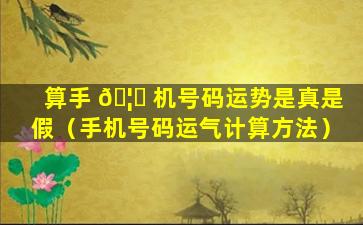 算手 🦈 机号码运势是真是假（手机号码运气计算方法）